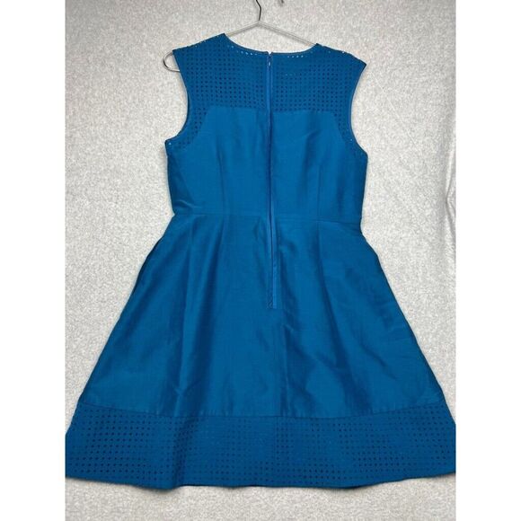 J.Crew Perforated Fit & Flare Silk Blend Dress Wmn Sz 10 Minimalist Simple MCM - Picture 6 of 12
